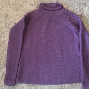 Purple cowl neck pullover sweater